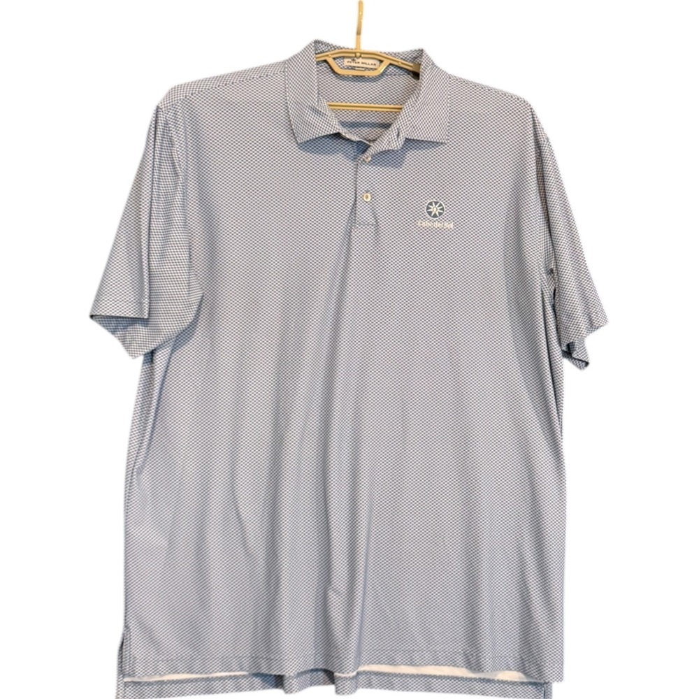 Peter Millar Golf Performance Cabo del Sol Polo XXL Blue White Geometric Print